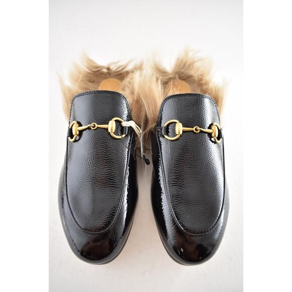 Gucci Princetown Black Patent Leather Fur Loafer Slide Slip Mule Slipper Flat 35 - Picture 7 of 13